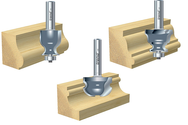 Decorative edge moulding router cutters from Trend