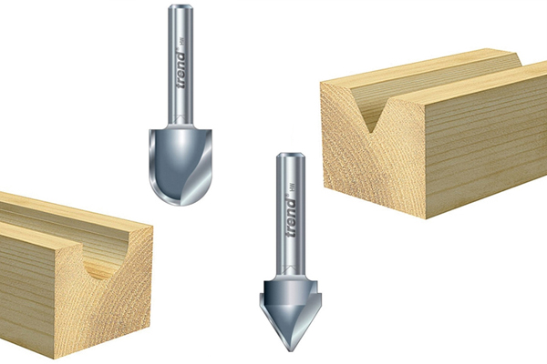 V-Groove and round over router bit will create v-shaped and rounded grooves in wood or other materials 