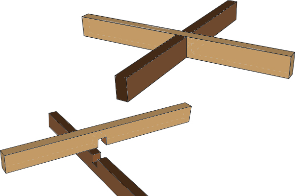 halving joint in woodworking can be produced with a straight cutter from Wonkee Donkee Trend 