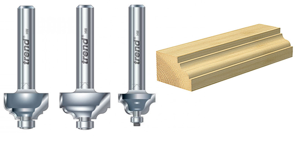 Mini ogee router cutters that can produce trims and moulding on a small scale.