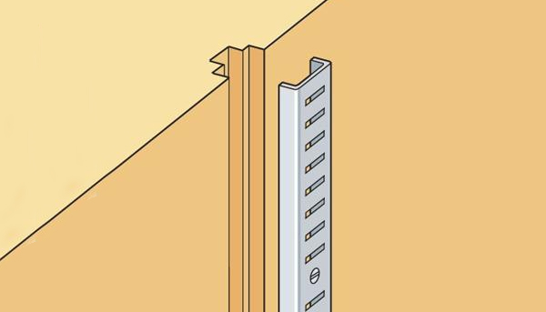 A book shelf strip fitted into a slot created by a recesser